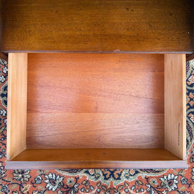 Henredon Vintage Henredon Chinoiserie Walnut Single Drawer Nightstand With Open Cabinet For Sale - Image 4 of 12