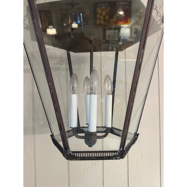 1960s Antique Metal Tole Lantern With Ram’s Head Decoration For Sale - Image 5 of 12