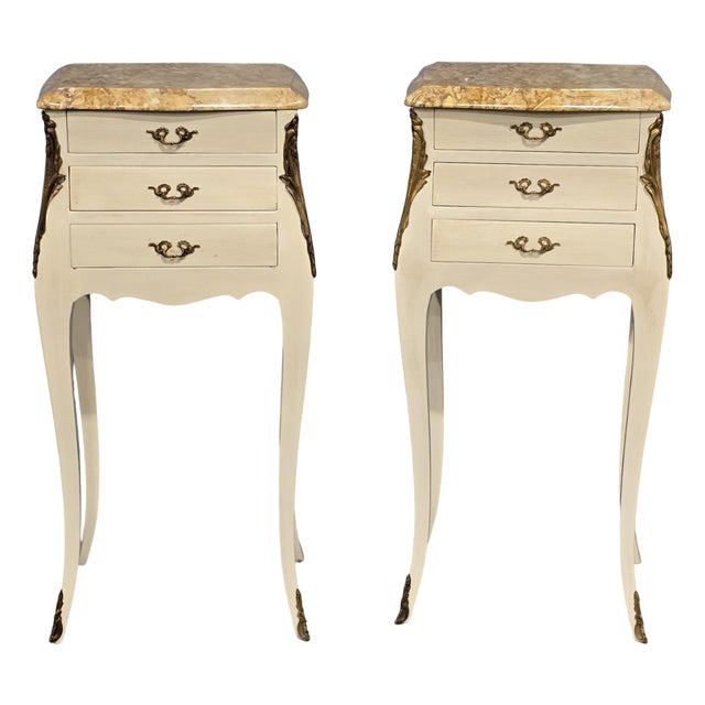 French Louis Bedside Lamp Chests, 1920, Set of 2 For Sale