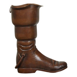 Vintage English Midcentury Copper Umbrella Stand Depicting a Boot For Sale