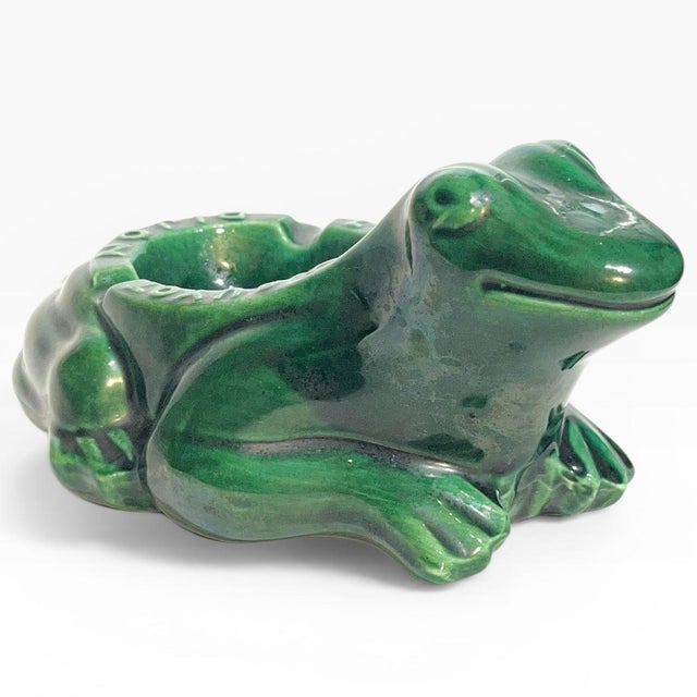 Vintage French Green Frog Ashtray Catchall Dijon For Sale - Image 4 of 12