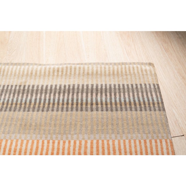 2020s 6x9 Louie Ophelia Beige Stripe Modern Handmade Wool Carpet Rug For Sale - Image 5 of 8