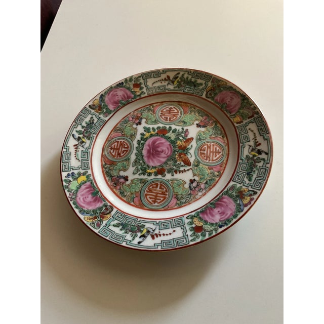 Chinese Vintage Chinese Famille Rose Porcelain Plate For Sale - Image 3 of 6
