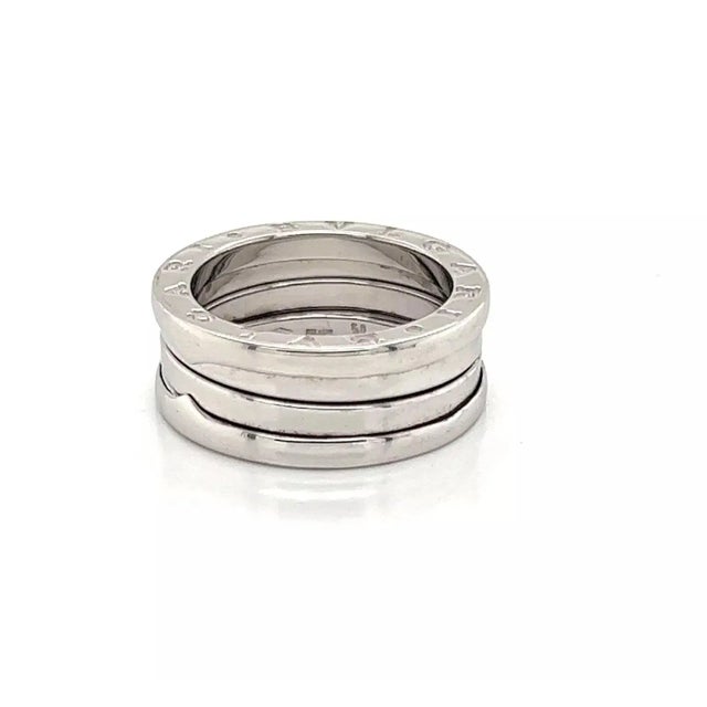 Contemporary 24350 - Bvlgari B.zero1 Three-Band Ring in 18k White Gold - Size 50 For Sale - Image 3 of 5