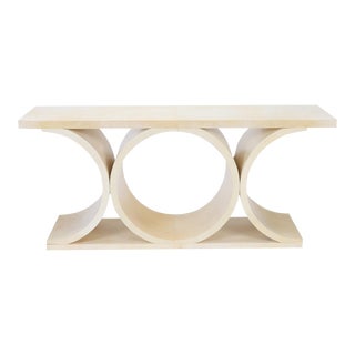 Contemporary Parchment Console Table In the Style of Karl Springer For Sale