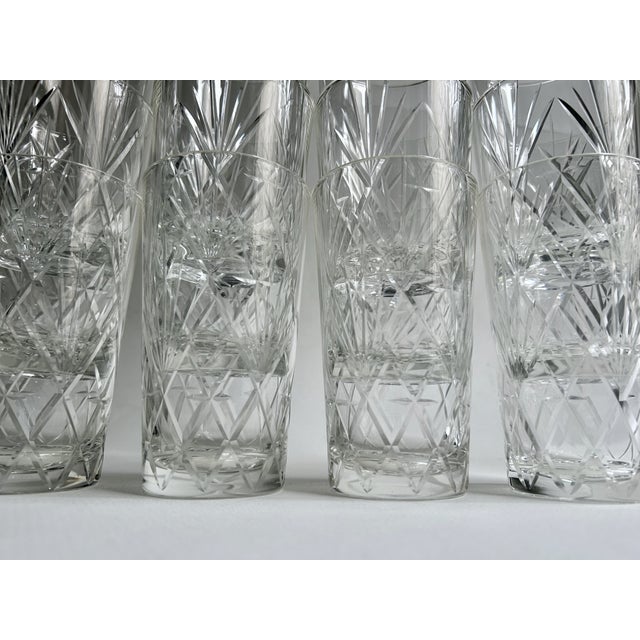 Vintage Set of 12 Cristal d'Arques Durand Clear Cut Crystal Tumblers For Sale In New York - Image 6 of 17