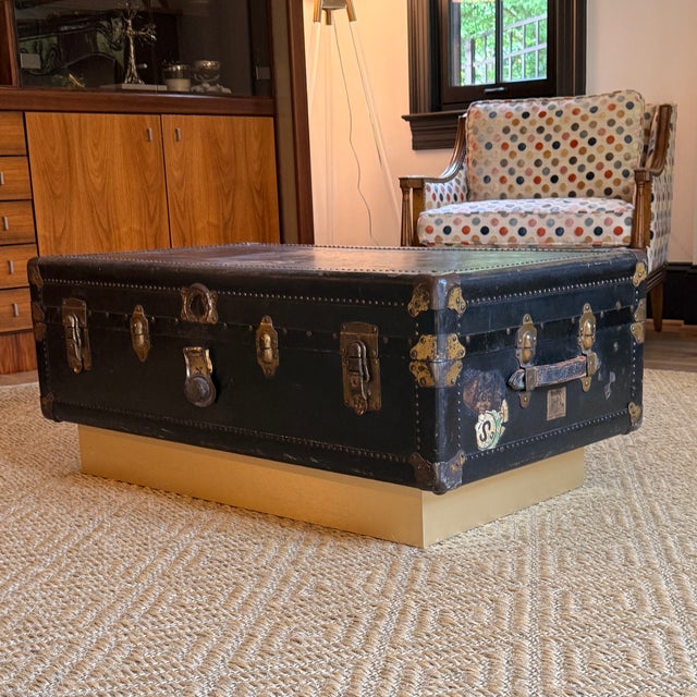 Vintage R.L. Macy Steamer Trunk on Base For Sale - Image 12 of 14
