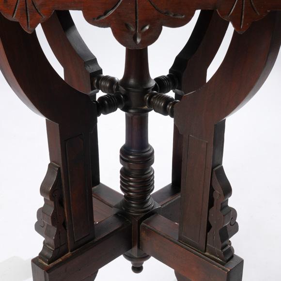 Brown 19th Century Victorian Walnut Marble Top Table For Sale - Image 8 of 9