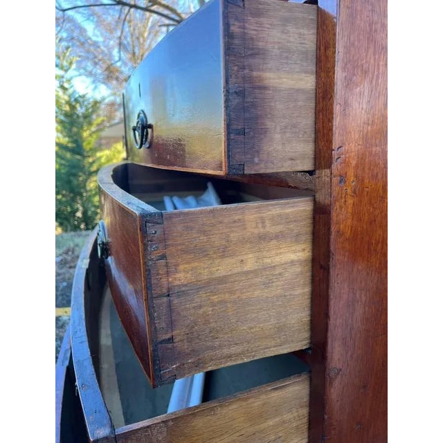 George III Inlaid Style Mahogany Bow - Front Chest of Drawers 19th Century. For Sale In Washington DC - Image 6 of 13