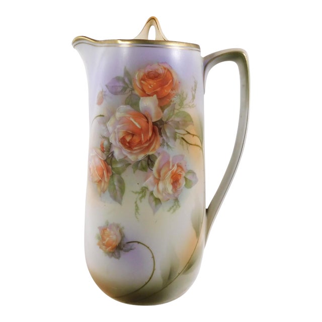 1950s Peach Floral Coffee Pot From Germany For Sale