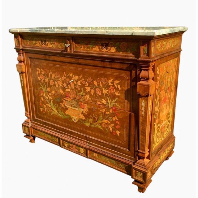 Napoleon III Marquetry Commode For Sale - Image 3 of 12