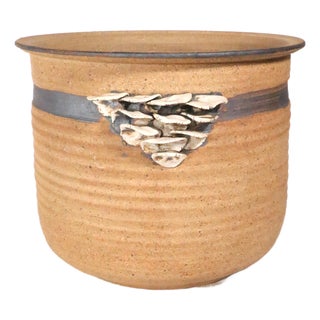 1970's Studio Made Art Pottery Stoneware Planter With Fungus Growth Decoration For Sale