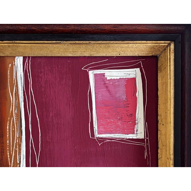 "Velvet Desire" Abstract Art in Antique Frame, Red Abstract Painting by JTS For Sale - Image 4 of 10
