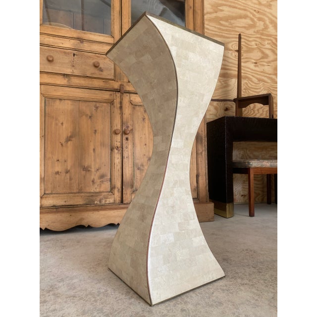 Maitland Smith Tessellated Coral + Brass Pedestal For Sale - Image 12 of 17