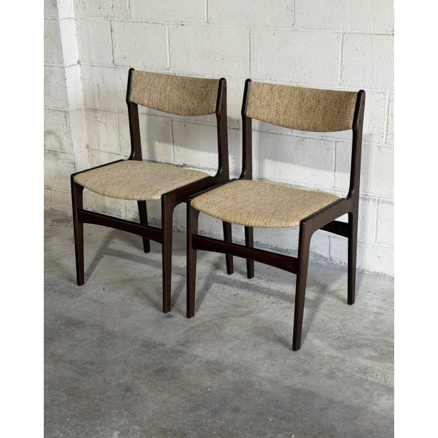Mid-Century Modern 1960s Pair of Danish Modern in Style of Erik Buch Style Dining Chairs in Dark Stained Oak For Sale - Image 3 of 8