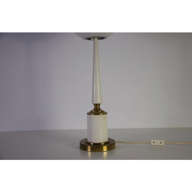 Vintage Italian Table Lamp in White Metal and Opal Glass, 1960s For Sale - Image 12 of 15