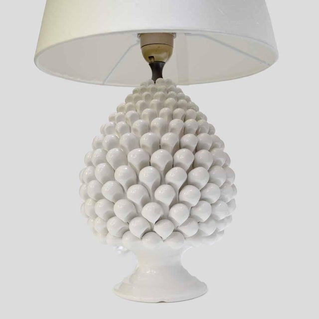 Vintage Pine Cone Shaped White Ceramic Table Lamps, 1960s, Set of 2 For Sale - Image 12 of 15