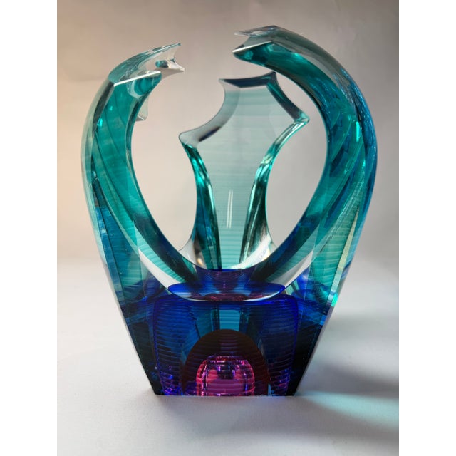 Contemporary Michael David & Kit Karbler Signed Sculptural Studio Art Glass “Vortex” Bowl For Sale - Image 3 of 8