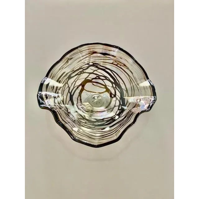 Glass Vintage Hand Blown Glass Blown Glass Bowl For Sale - Image 7 of 9