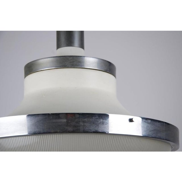 Chrome and Ribbed Glass Pendant Lamp in the style of Sergio Mazza for Artemide, 1960s For Sale - Image 10 of 11