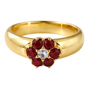 Garnet Floral Design Cz Diamond Gemstone Ring, 925 Sterling Silver January Birthstone Ring Us 7
