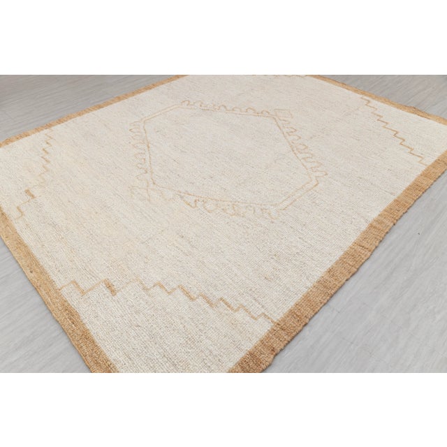5x8Ft. Natural Cream Jute Taureg Inspired Soumek Jute Hand Woven Rug For Sale - Image 6 of 12