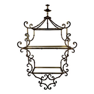 Vintage Chinoiserie Gilt Pagoda Wall Shelf For Sale