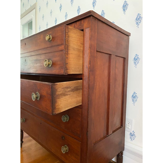 Antique Early 1800s American Neoclassical Cherry Chest of Drawers With Reeded Feet For Sale - Image 15 of 15