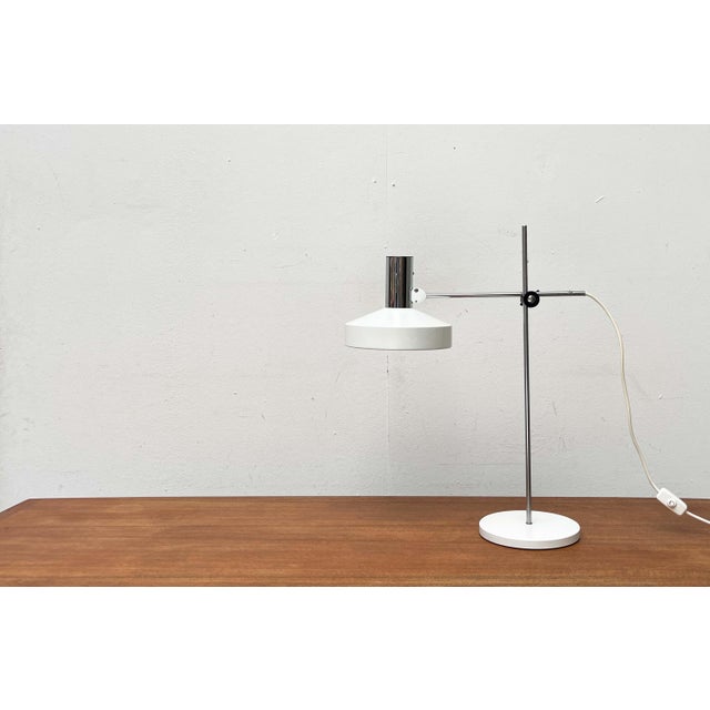 Mid-Century Modern German Minimalist White and Chrome Table Lamp from Kaiser Leuchten, 1960s For Sale - Image 13 of 18
