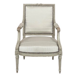 19th Century Louis XVI Painted Salon Armchair ~ Fauteuil For Sale