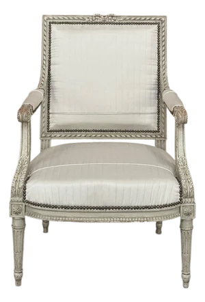 19th Century Louis XVI Painted Salon Armchair ~ Fauteuil