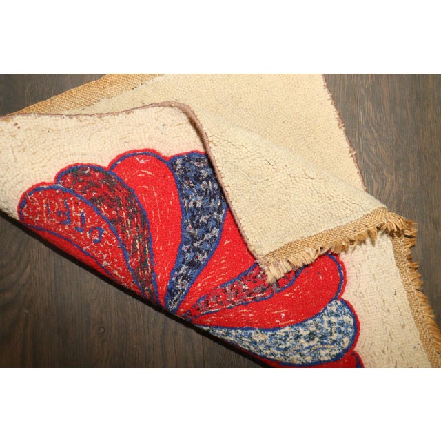 mini size one of a kind american hooked rug dated 1970