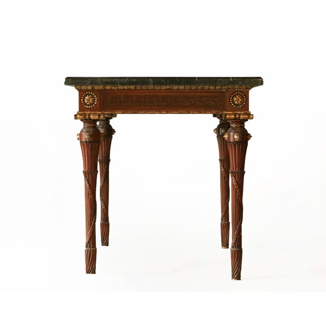 Wood 20th Century George III Style Side Table/Desk With Italian Marble/Semi-Precious Stone Specimen Chess Board Table Top For Sale - Image 7 of 13