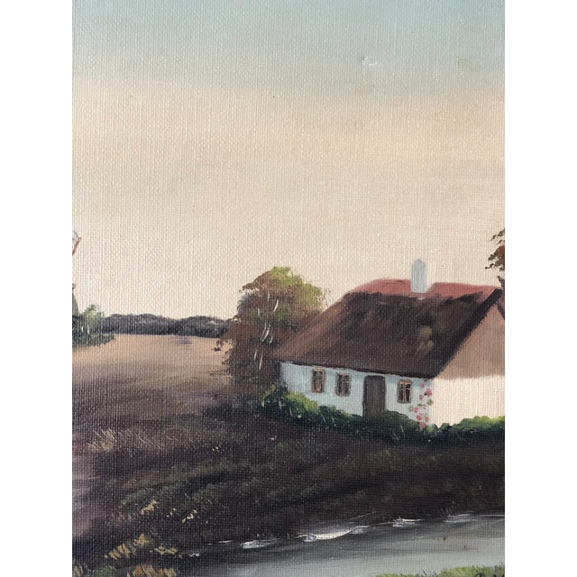 Vintage Original Cottage Oil Painting: Countryside Landscape Art For Sale - Image 9 of 12