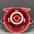 Classic Chinese gaiwan tea vessel finished in striking langyao ox‑blood red glaze, complete with matching lid and saucer....