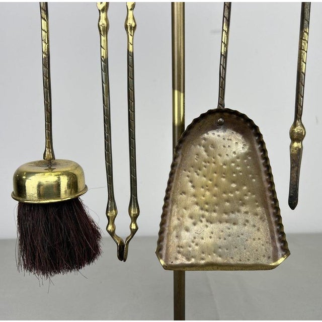 Vintage French Brass Fireplace Tools, Set of 5 For Sale - Image 3 of 12