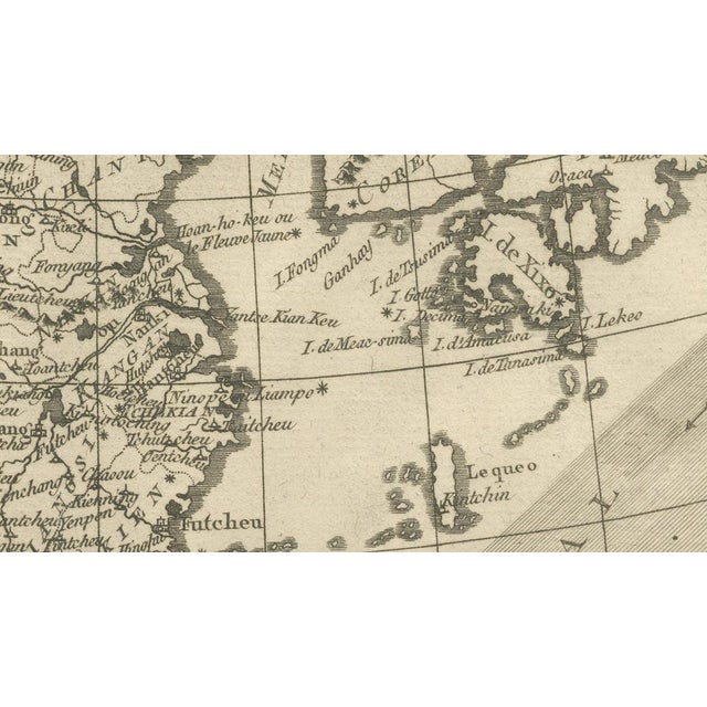 Paper Antique East Asia Map by Bonne, 1780 For Sale - Image 7 of 10