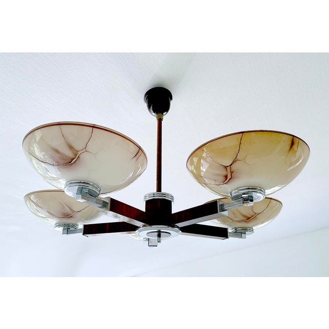 Metal Large Art Deco Chandelier, 1930s For Sale - Image 7 of 15