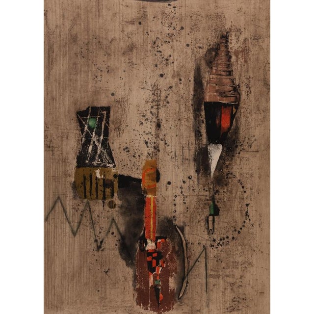Johnny Friedlaender (1912-1992) Orange Composition Original color lithograph with embossing Signed in pencil Marked as...
