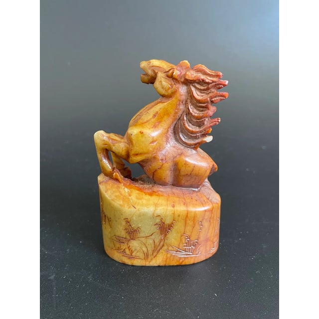 Early 20th Century Antique Hand Carved Chinese Zodiac Horse Stone Seal For Sale - Image 5 of 12