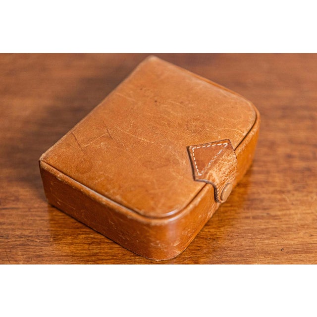 Animal Skin Small Antique Camalier & Buckley Leather Case with Buttoned Strap For Sale - Image 7 of 7