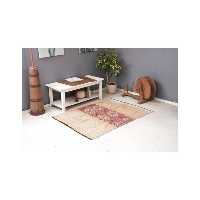 Vintage Decorative Small Kilim Rug - 3`11″ X 5`5″ For Sale In Los Angeles - Image 6 of 6