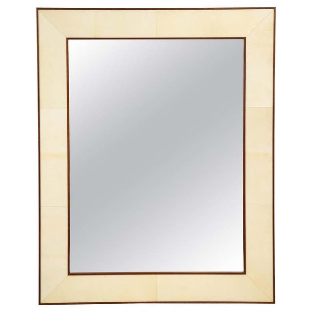 Bespoke Parchment Framed Mirror With Mahogany Frame For Sale - Image 9 of 9