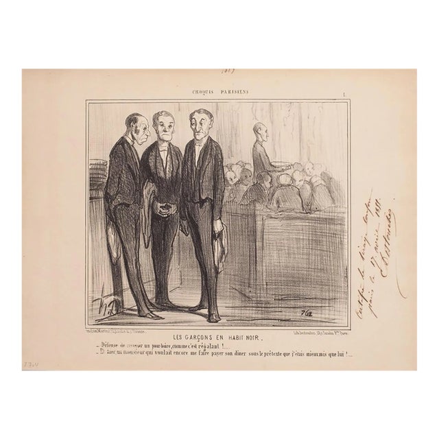 Honoré Daumier, The Boys In Black Habit, Lithograph, 1850s For Sale