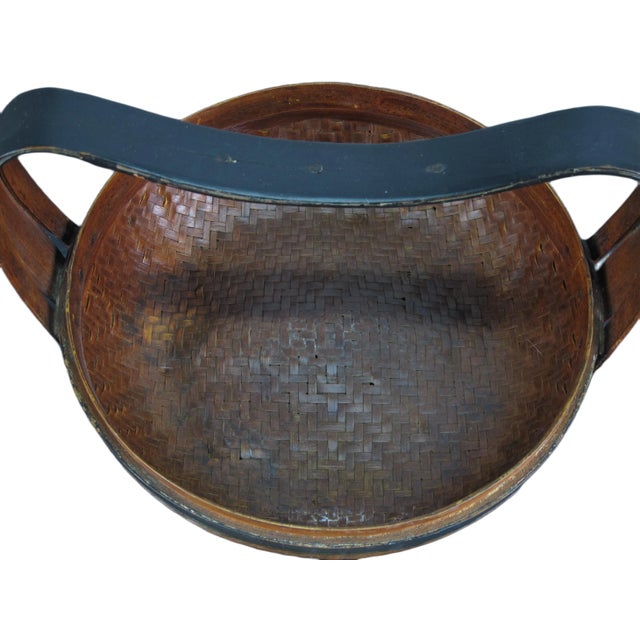 Brown Bamboo Basket For Sale - Image 8 of 9