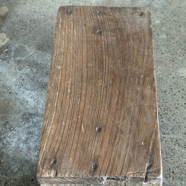 Small Occasional Stool in Upcycled Teak, 1990s For Sale - Image 10 of 11