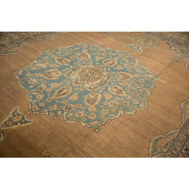 Old New House Antique Tea Washed Kerman Carpet - 11'3" X 14'2" For Sale - Image 4 of 12