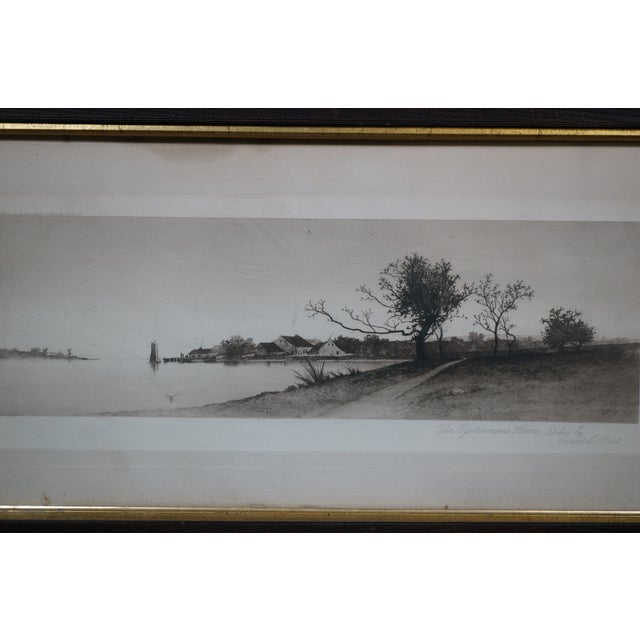 Late 19th Century Antique Ernest C Rost the Oysterman's Home Panoramic Landscape Etching 31" For Sale - Image 5 of 12
