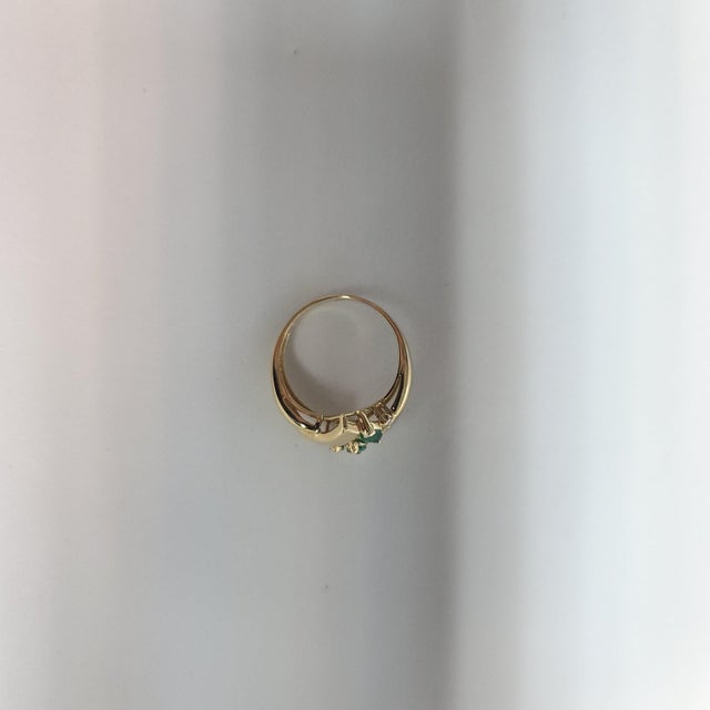 2020s Marquise Emerald & Diamond Diagonal Row Cocktail Ring, Size 6.75 For Sale - Image 5 of 5