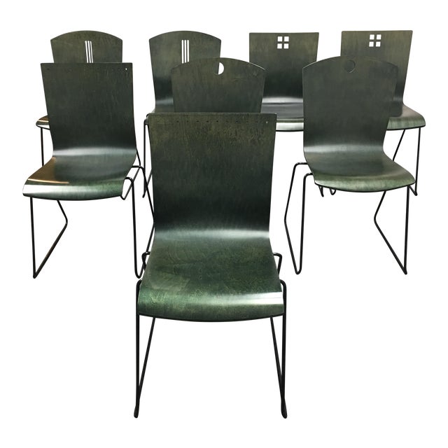 Leland International Green Stackable Chairs Set of 8 Chairish